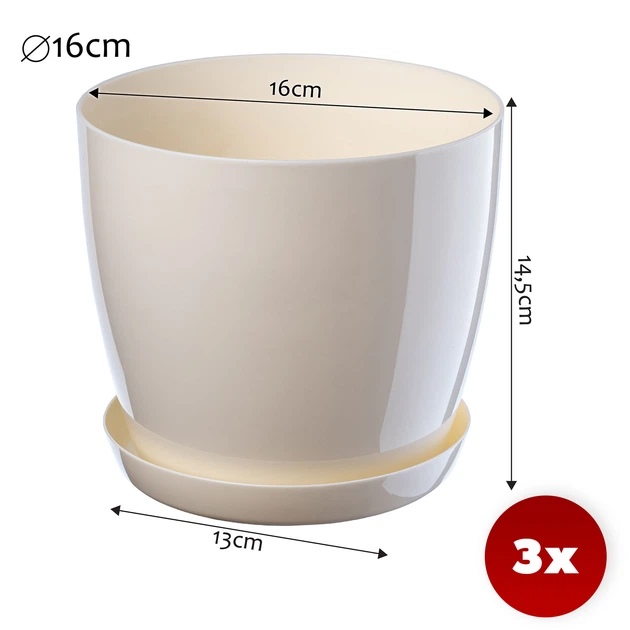 Квітковий горщик з блюдцем Kadax Agen K8137 3 шт - зображення 2