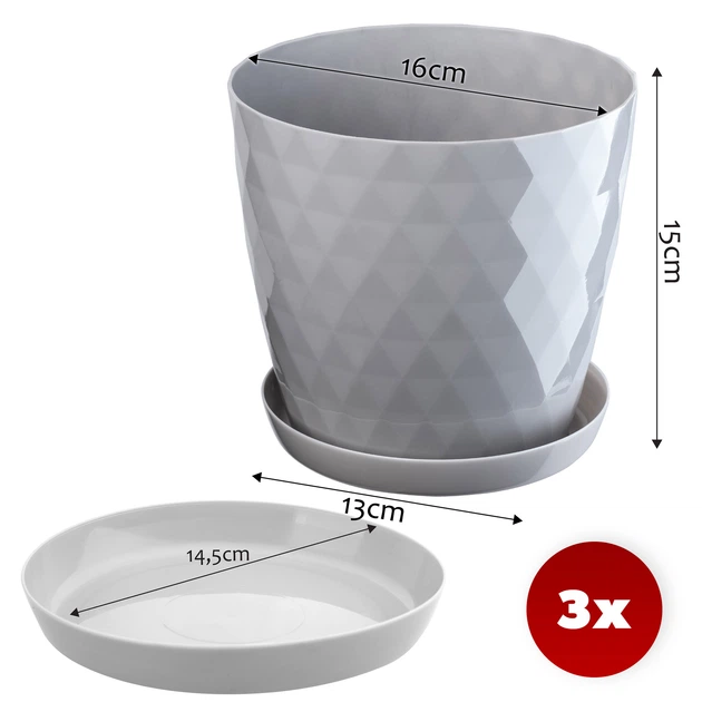 Квітковий горщик з блюдцем Kadax Amily K8152 3 шт - зображення 2
