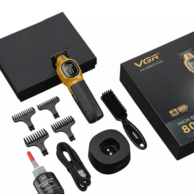 Тример для стрижки волосся VGR V-886T GOLD 8000RPM 4 насадки - изображение 2