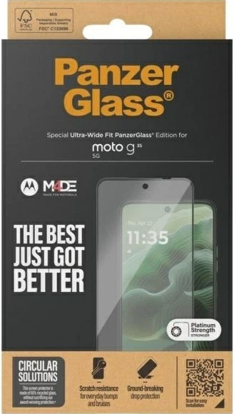 Szkło hartowane PanzerGlass Screen Protector Ultra-Wide Fit do Motorola Moto G35 5G (5715685013386) - obraz 3