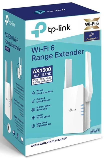 Ретранслятор TP-LINK RE505X WiFi6 / X1500 / 1 Гбит/с / поддержка