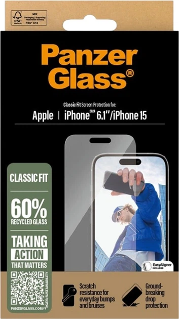 Szkło ochronne PanzerGlass Classic Fit do Apple iPhone 15/16 (5715685002717) - obraz 2