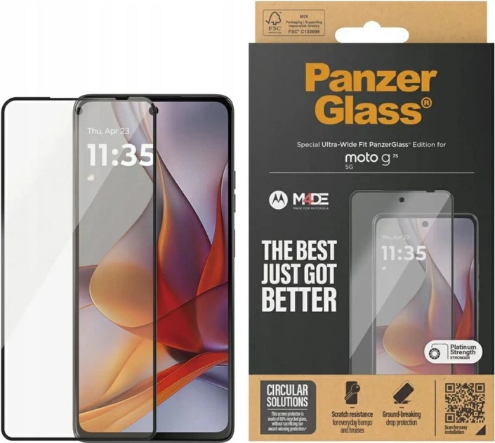 Szkło hartowane PanzerGlass Screen Protector Ultra-Wide Fit do Motorola Moto G75 5G (5715685014383) - obraz 3