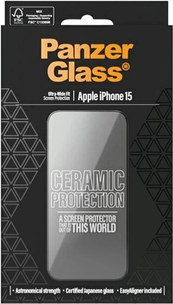 Szkło ochronne PanzerGlass Ceramic Protection Ultra-Wide Fit do Apple iPhone 15 Black (5711724028373) - obraz 3