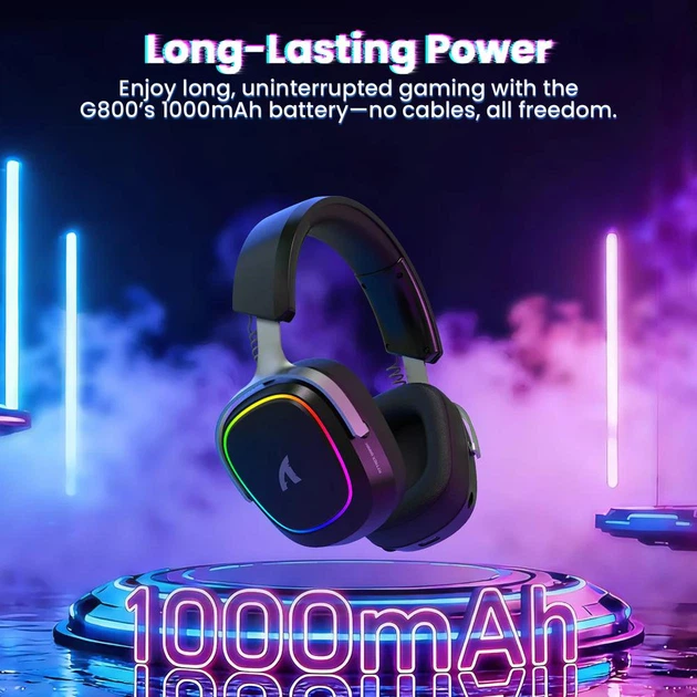 Геймерська бездротова (Bluetooth + 2,4G) гарнітура Attack Shark G800 RGB (вага 180 гр) Black (G800B) - зображення 3