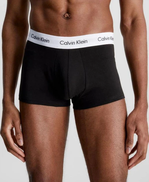 Набір чоловічих трусів боксерів Calvin Klein men boxer 3 шт, розмір М чорні, з сірим поясом. - зображення 3