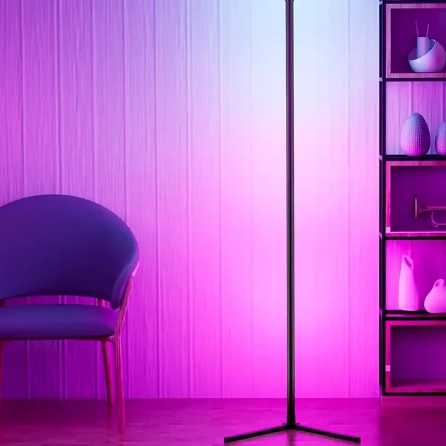 Підлогова лампа RGB 180см LED світильник із USB для освітлення кутового простору колір чорний матеріал ПВХ - зображення 5