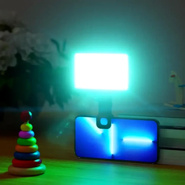 LED лампа на прищепке светодиодная черная с RGB светом для видео и фото съемки TikTok - изображение 2