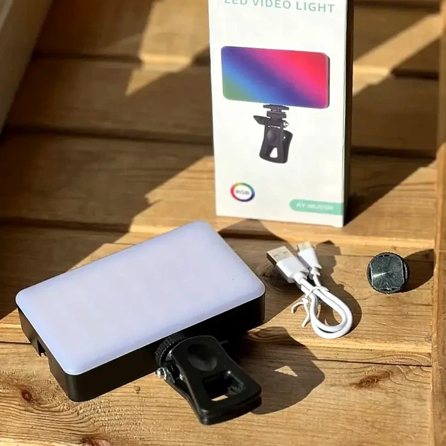 LED лампа на прищепке светодиодная черная с RGB светом для видео и фото съемки TikTok - изображение 10