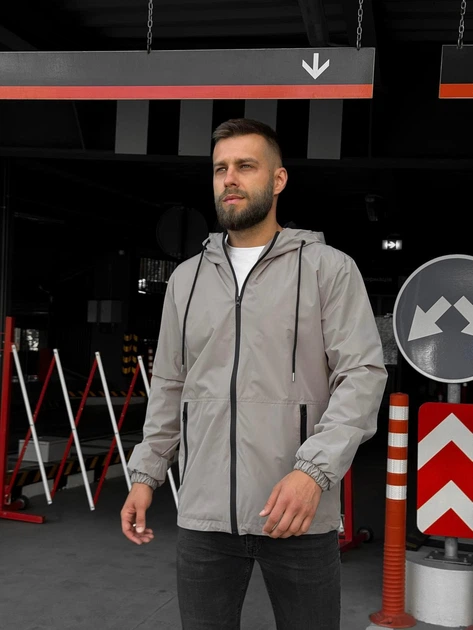 Вітровка Soft чоловіча весняна осіння спортивна з капюшоном XXL сіра (26650) - Фото 2 Вітровка Soft чоловіча весняна осіння спортивна з капюшоном XXL сіра (26650) - зображення 2