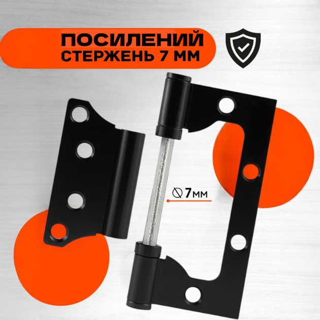 Комплект накладных петель-бабочка для межкомнатных и деревянных дверей LEGEND 100*63*2BB MB чёрная - изображение 3