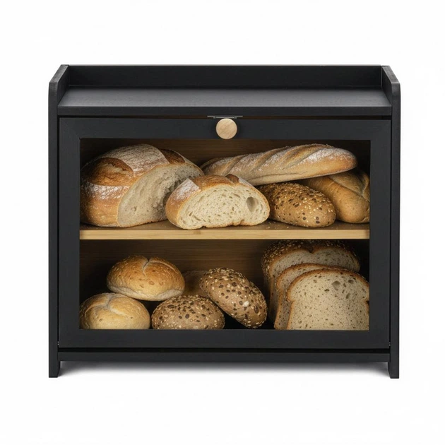 Хлібниця Springos бамбукова двоярусна з віконцем чорна KI0160 (5908455306133) - зображення 6