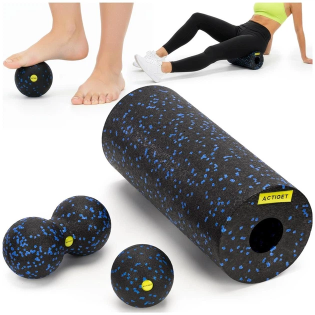 Набір для масажу Actiget М’яч ролер подвійний м’яч Чорно-синій ACT0103 (5908455309257) - зображення 3