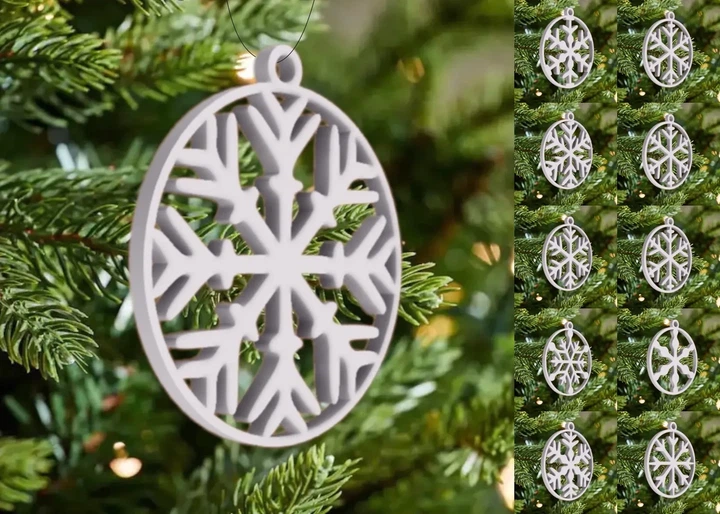 Набор Елочных Шаров Снежинка Christmas Ornament Ball Decoration Snowflake 3Д Печать Белый 7 См - изображение 2