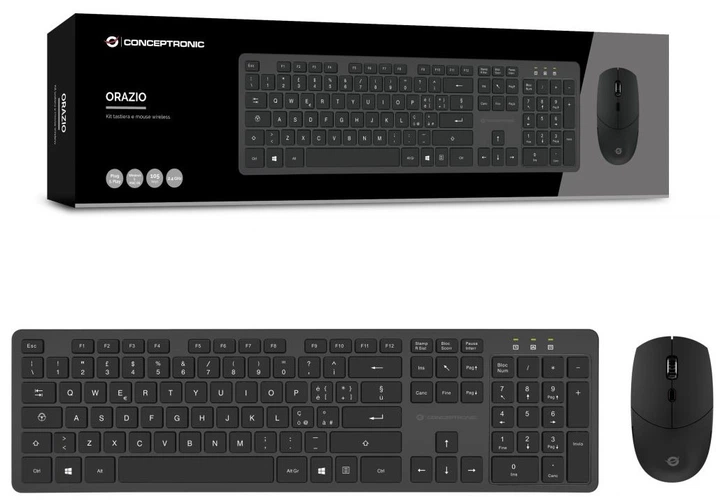 Zestaw bezprzewodowej Conceptronic Wireless Keyboard+Mouse EN (IT) Black (ORAZIO01IT) - obraz 4