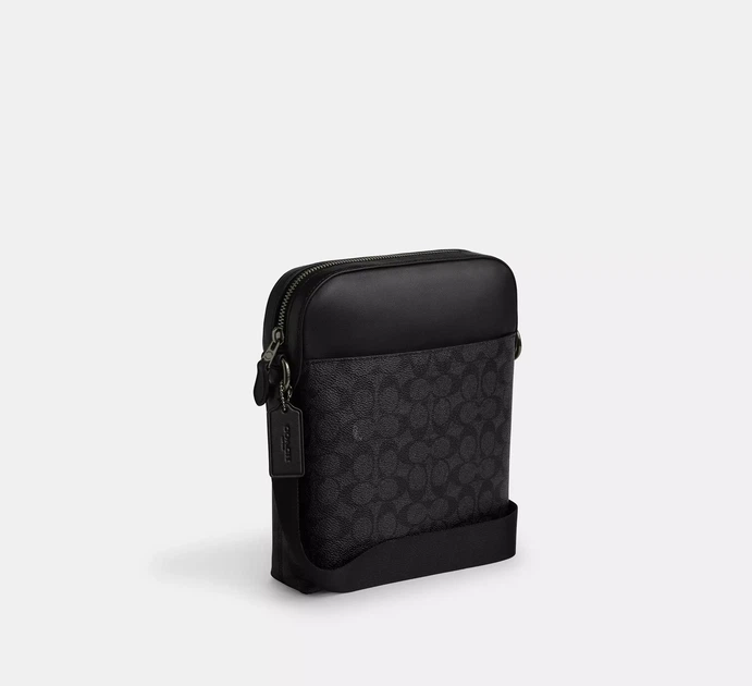 Мужская сумка Coach Houston Flight Bag In Signature Canvas Черная - изображение 2