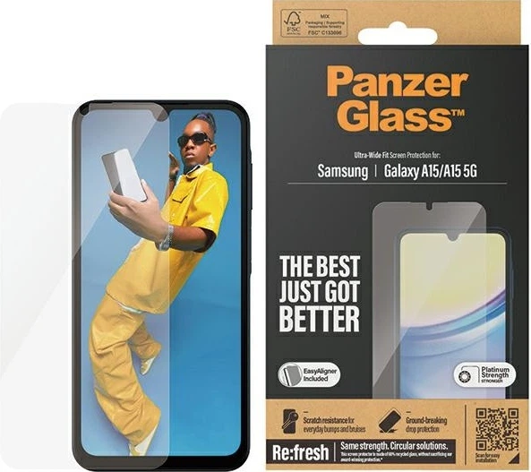 Szkło hartowane PanzerGlass Screen Protector Ultra-Wide Fit w. EasyAligner do Samsung Galaxy A15/A15 5G/M15 5G (5711724073496) - obraz 2