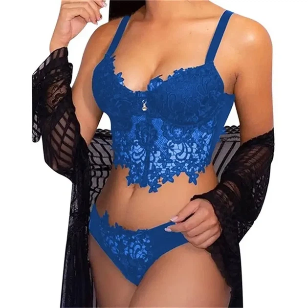 Комплект белья Кружево 2XL-3XL Синий (21/66) - Фото 1 Комплект белья Кружево 2XL-3XL Синий (21/66) - изображение 1
