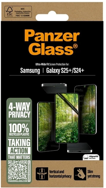 Szkło hartowane Panzer Glass Eco Matrix Ultra-Wide Fit Privacy do Samsung Galaxy S25 Plus Transparent (PGRMFPUG37942) - obraz 4