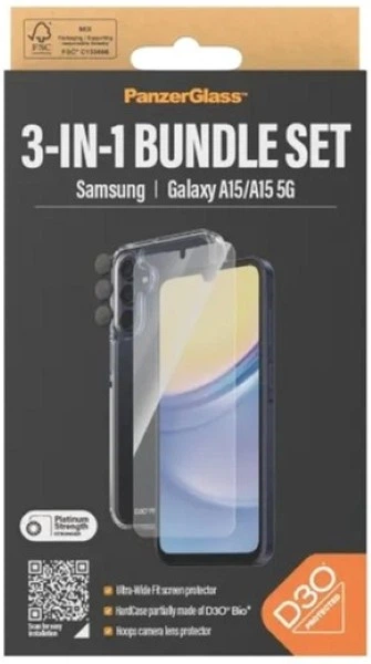 Zestaw etui + szkło Panzer Glass 3-in-1 Bundle Set do Samsung Galaxy A15 Silver (B0463+7349) - obraz 2