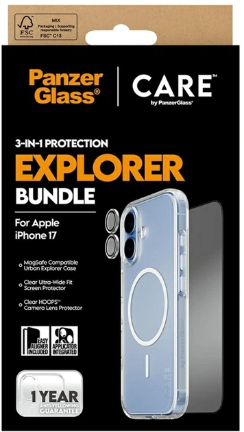 Zestaw etui + szkło Panzer Glass CARE 3-in-1 Flagship Explorer Bundle do Apple iPhone 17 Transparent (CR46095) - obraz 5