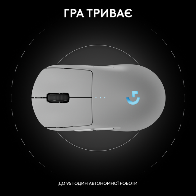 Миша Logitech G PRO 2 Wireless LIGHTSPEED - білий (L910-007302) (7031689) - зображення 7