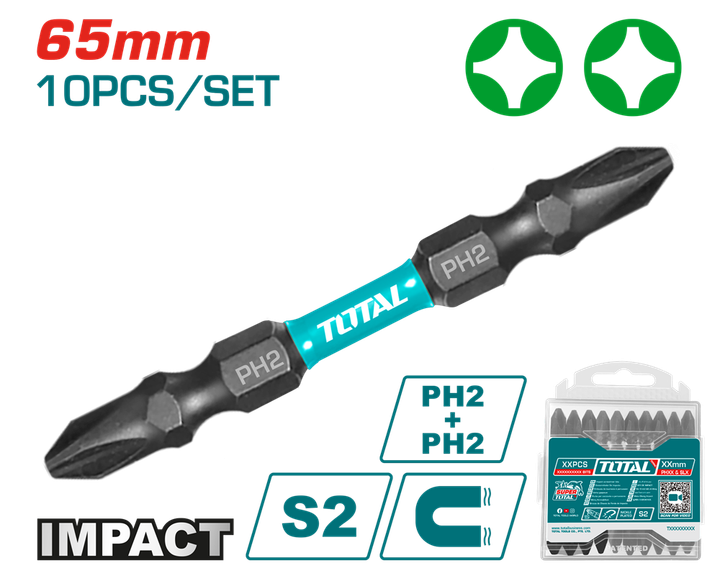 Викрутні насадки TOTAL TACIM16PH233, PH2+PH2, 65мм,10шт. (7090274) - Фото 1 Викрутні насадки TOTAL TACIM16PH233, PH2+PH2, 65мм,10шт. (7090274) - изображение 1