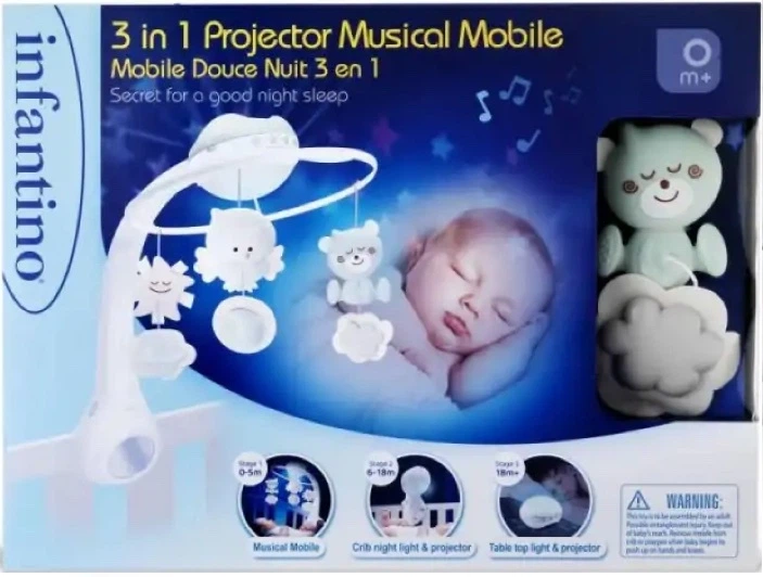 Muzyczna karuzela Infantino z projektorem 3 w 1 Zielona 202496 (773554020496) - obraz 2