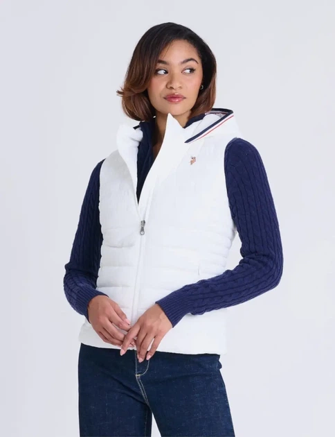 Женская жилетка U.S.Polo Assn с капюшоном M белая - Фото 1 Женская жилетка U.S.Polo Assn с капюшоном M белая - изображение 1