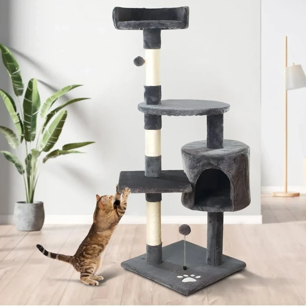 Игровой комплекс для кошек с когтеточкой и домиком MT04 40×40×116 см - Фото 5 Игровой комплекс для кошек с когтеточкой и домиком MT04 40×40×116 см - изображение 5