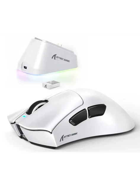 Ігрова бездротова миша ATTACK SHARK V3 PRO з док-станцією, сенсор PAW3311, до 25000 DPI, 1000Hz, ультралегка 55 г, RGB підсвітка - зображення 5