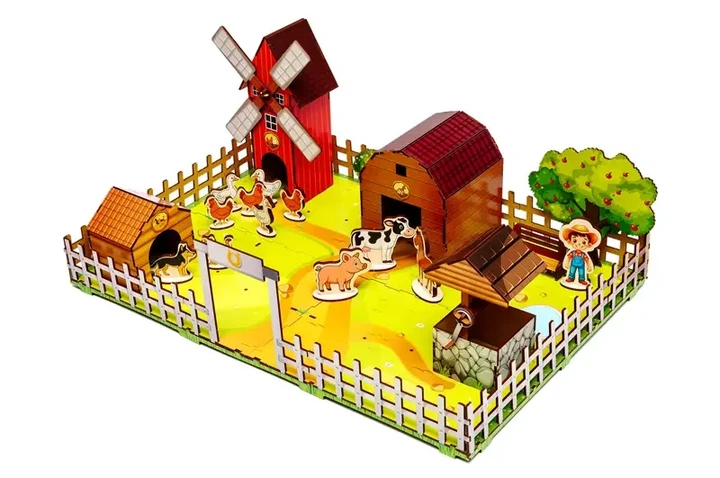 Конструктор деревянный PuzzleOk Веселый фермер 3D 106 деталей - Фото 4 Конструктор деревянный PuzzleOk Веселый фермер 3D 106 деталей - изображение 4