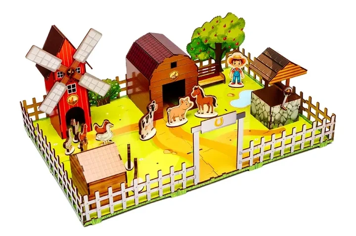 Конструктор деревянный PuzzleOk Веселый фермер 3D 106 деталей - Фото 5 Конструктор деревянный PuzzleOk Веселый фермер 3D 106 деталей - изображение 5