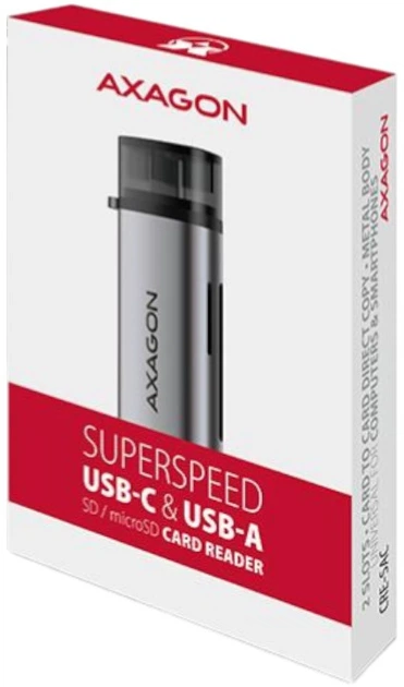 Кардридер Axagon CRE-SAC USB-C/USB 3.2 до SD/microSD (CRE-SAC) - зображення 4