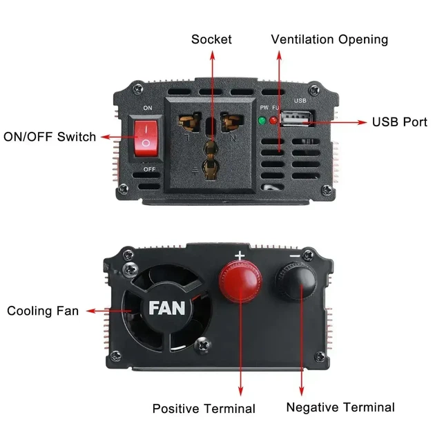 SSK-2000W 12v-220v Преобразователь напряжения автомобильный инвертор, модифицированная синусоида - изображение 2