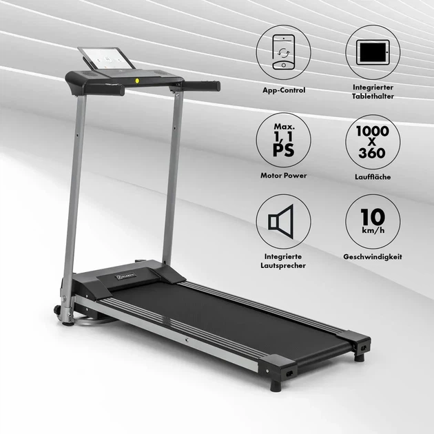 Беговая дорожка KLARFIT Treado Active 10 км/ч 36x100 см Bluetooth компактная, сенсорный дисплей (10034444) - Уценка - изображение 6