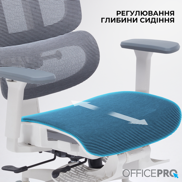 Кресло офисное OfficePro Skyline Footrest White/Dark Gray (OC750-W-DG-DG) - изображение 10