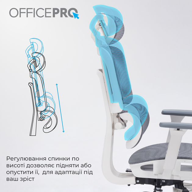 Кресло офисное OfficePro Skyline Footrest White/Dark Gray (OC750-W-DG-DG) - изображение 12