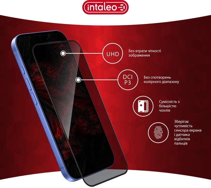 Защитное стекло антишпион Intaleo Privacy для смартфона Apple iPhone 15 Plus/16 Plus Black (1283126607042) - изображение 7