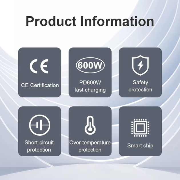 Блок живлення Type-C зарядний пристрій USB Хаб GaN 600W (600Вт) Швидка Зарядка для ноутбука та телефону PD 140W - Фото 8 Блок живлення Type-C зарядний пристрій USB Хаб GaN 600W (600Вт) Швидка Зарядка для ноутбука та телефону PD 140W - зображення 8