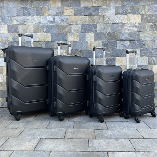 Валіза велика 92л дорожня на колесах Wings 147L Чорна з ABS Plus пластик кодовий замок TSA та телескопічна ручка - изображение 7