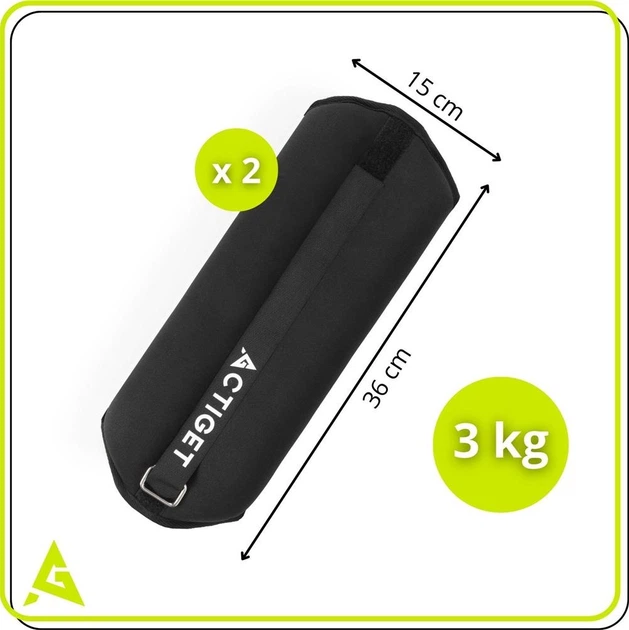 Obciążniki na ręce i nogi Actiget 3 kg Czarne 2 szt. ACT0131 (5908455309530) - obraz 7