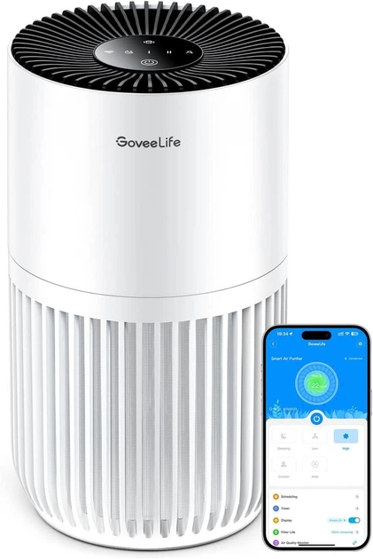 Мини очиститель воздуха GoveeLife H7127 для спальни с HEPA фильтром Умный очиститель воздуха - Фото 2 Мини очиститель воздуха GoveeLife H7127 для спальни с HEPA фильтром Умный очиститель воздуха - изображение 2