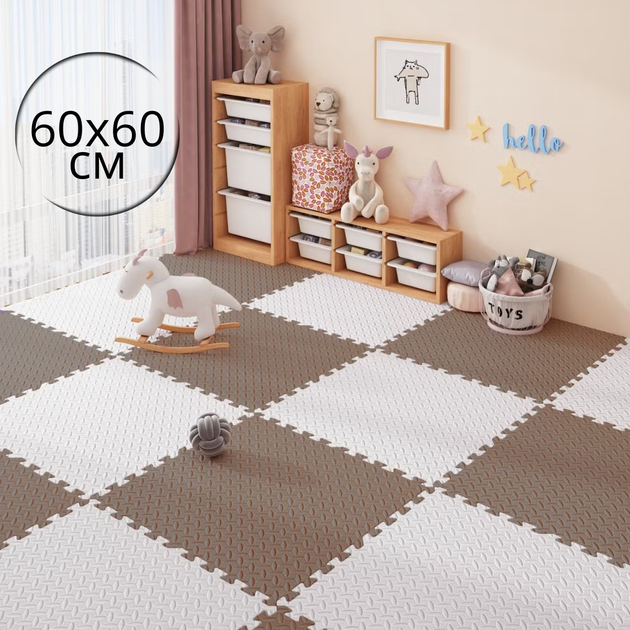 Килимок-пазл для підлоги Eva 60*60 см товщина 1 см 6 шт 2,16 м² коричневий (JDT-0849707) - зображення 3