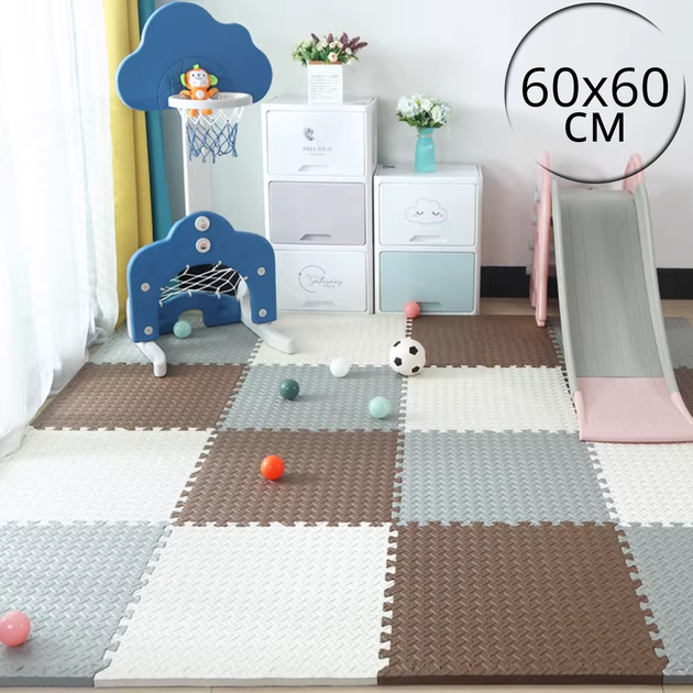 Килимок-пазл для підлоги Eva 60*60 см товщина 1 см 6 шт 2,16 м² коричневий (JDT-0849707) - зображення 2