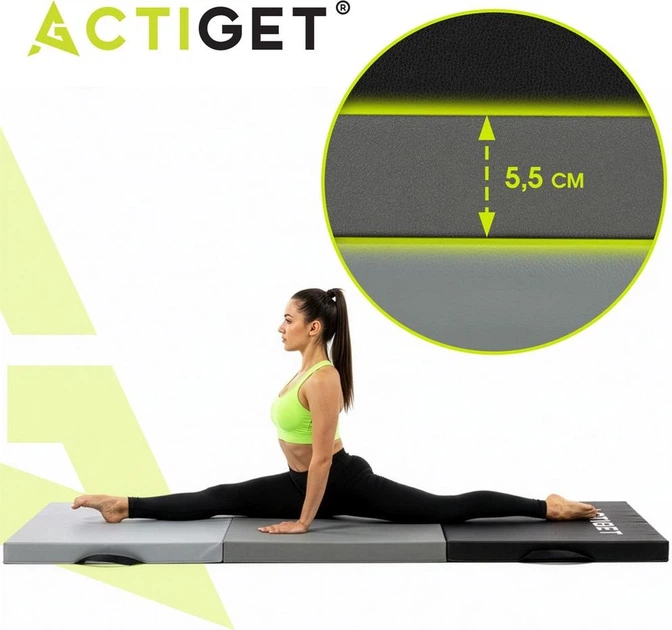 Materac gimnastyczny Actiget 180 x 60 x 5.5 cm Czarno-szary ACT0165 (5908455309875) - obraz 11