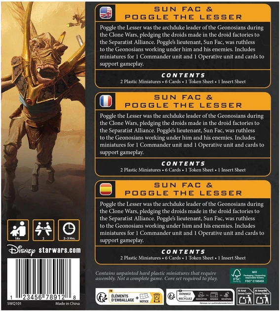 Набір фігурок для настільної гри Atomic Mass Games Star Wars Legion 2.0 Sun Fac & Poggle the Lesser (841333129163) - зображення 3