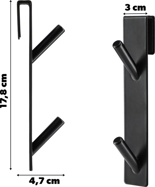 Haczyki na drzwi Kadax Besse podwójne 2 szt. Czarne K9656 (5903699492246) - obraz 11