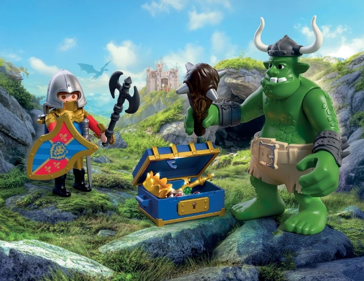 Набір іграшок Playmobil Knights Троль зі скарбом лицарів герба Лев 72116 (4008789721167) - зображення 3