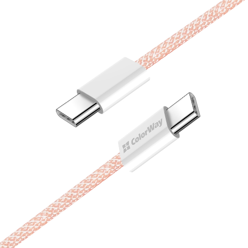 Кабель USB PD Type-C/Type-C ColorWay CW-CBPDCC061-P 3,0A 60W 1м рожевий - Фото 3 Кабель USB PD Type-C/Type-C ColorWay CW-CBPDCC061-P 3,0A 60W 1м рожевий - зображення 3
